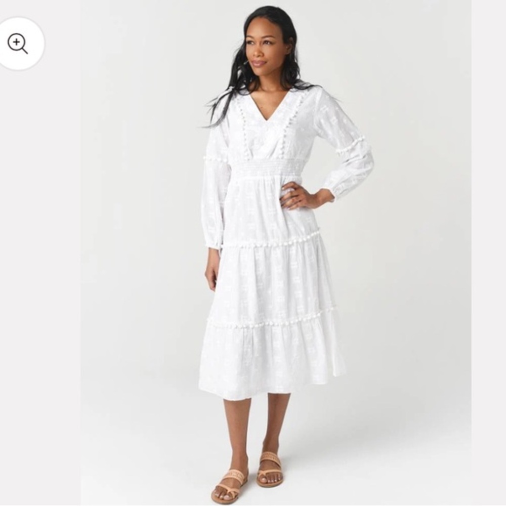 Sail To Sable Embroidered Pom Pom Midi Dress Size XL